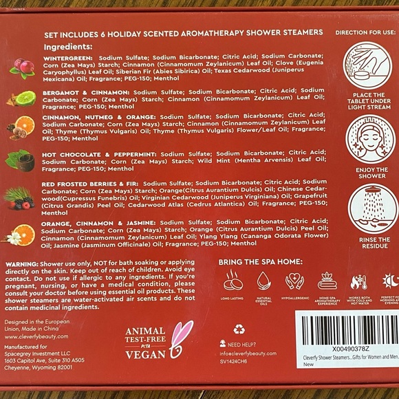 CLEVERFY Shower Steamers holiday edition aromatherapy 6 different tablets NEW - Picture 4 of 4